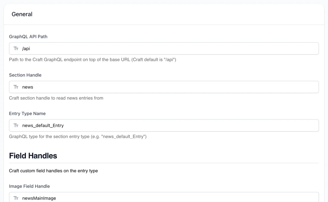 Craft CMS configuration for website news