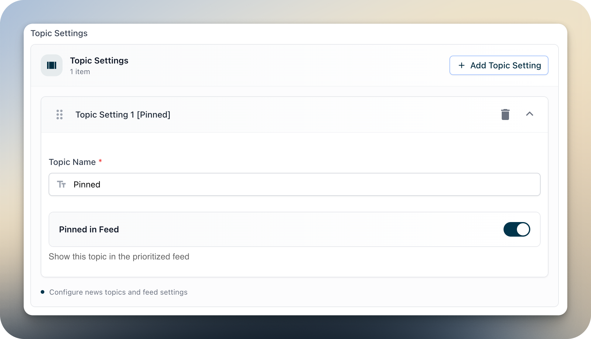 Topic Settings
